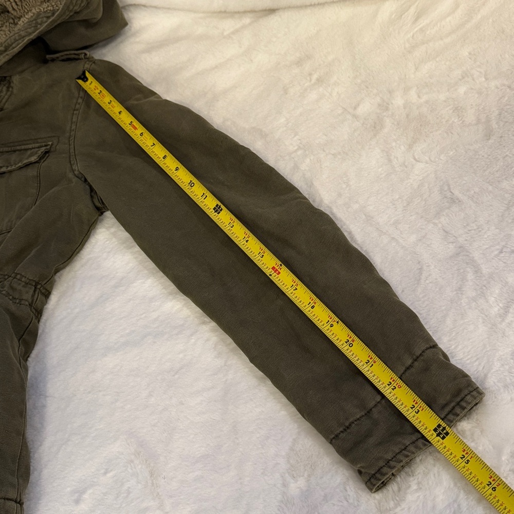 Levi’s Utility Military Style Hooded Jacket, Army Green, Sherpa Lined- size M - Picture 16 of 16